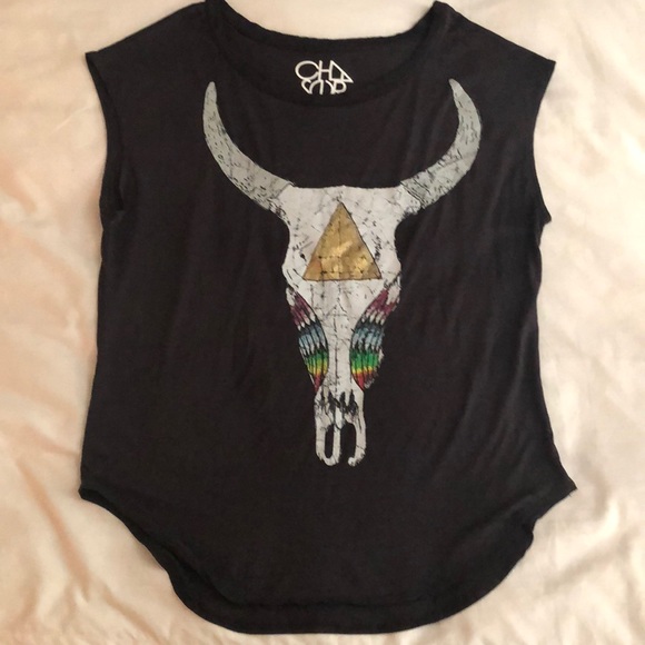 Dark grey top with cow skull design - Picture 2 of 2
